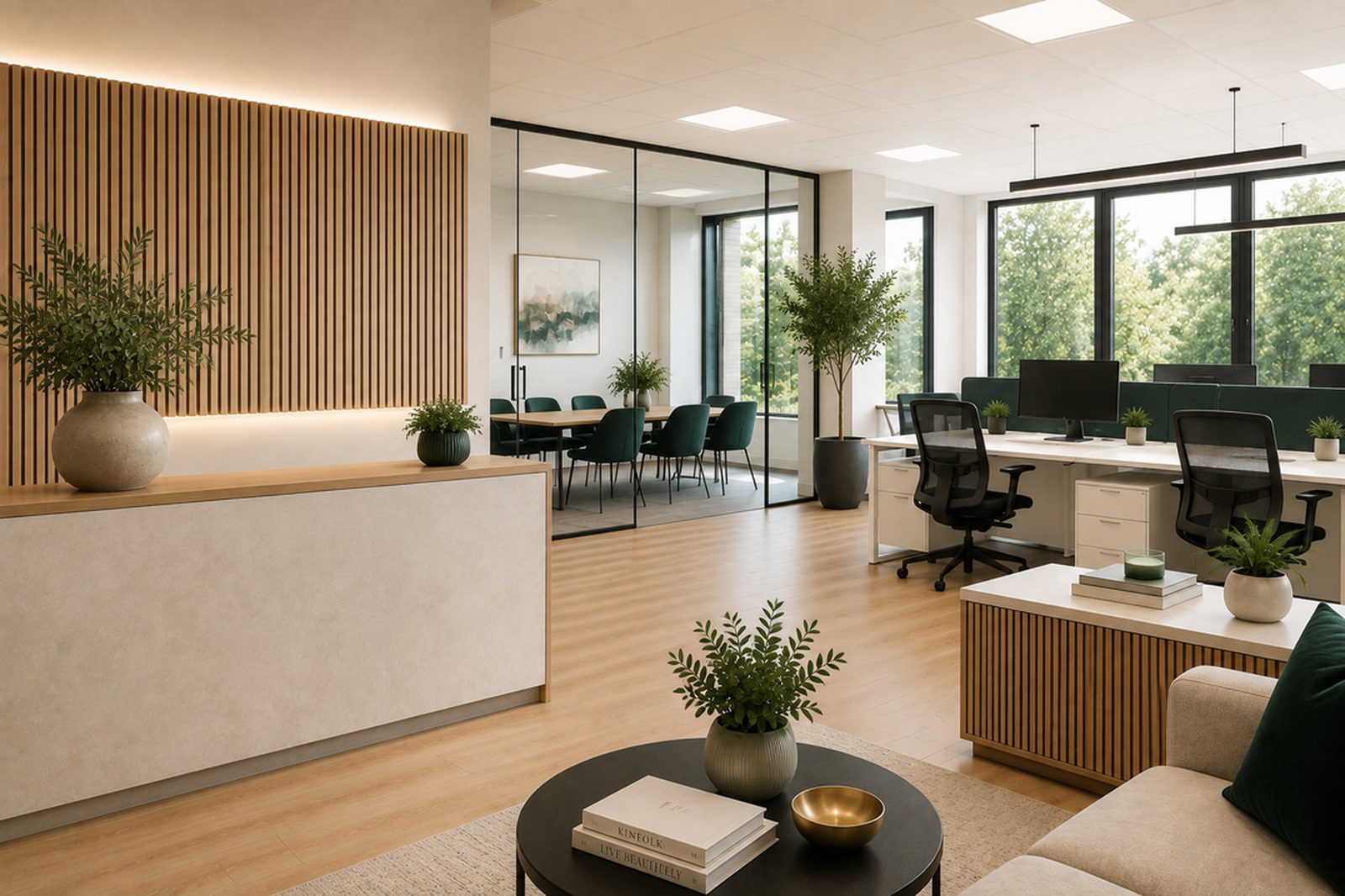 A clean, modern commercial office space