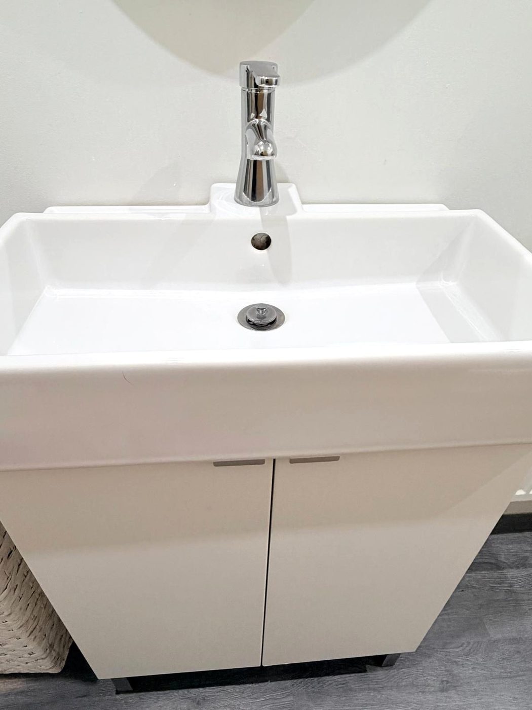 A sparkling clean bathroom basin